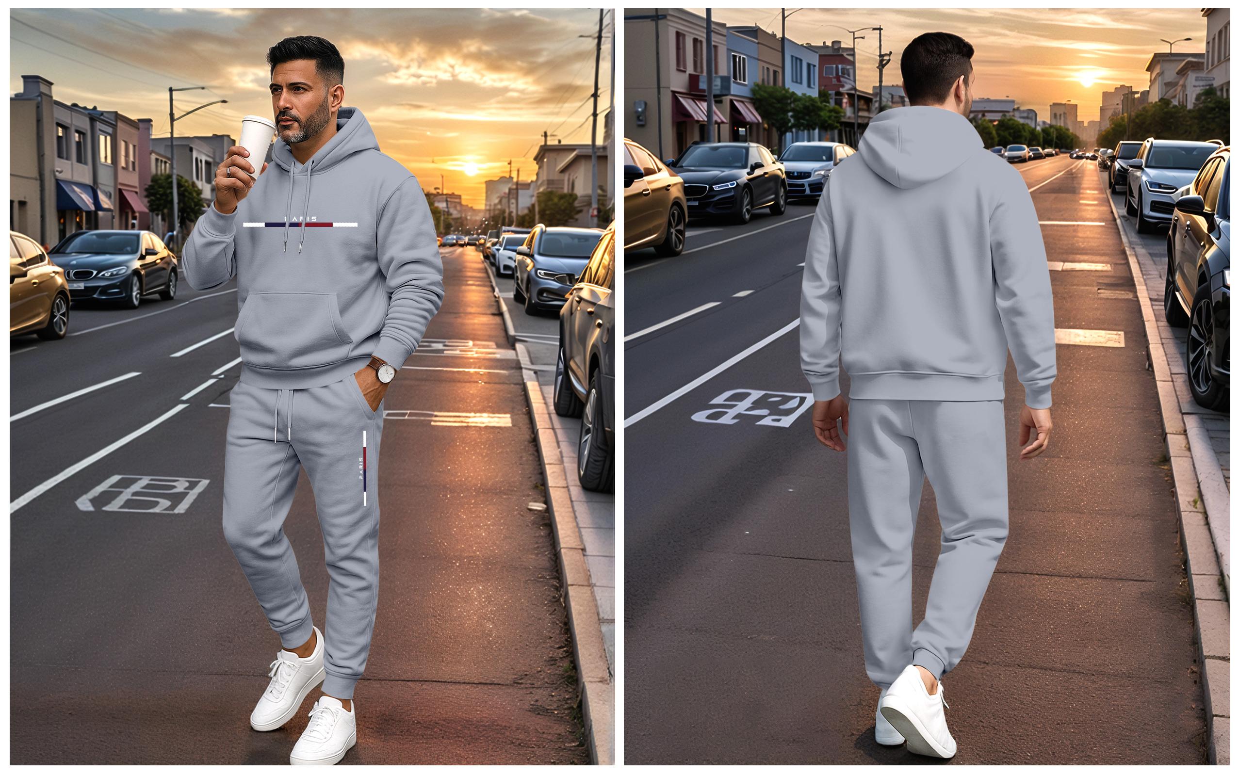 Men's Paris Letter Printed Hoodie and Drawstring Sweatpants Set, Menswear, Casual Athletic Long Sleeve Hooded Jacket & Trousers for Fall & Winter, Men's Clothing for Daily Wear, Sportswear Indoor Outdoor, Tracksuit, Athleisure Summer Clothes Men's Paris Letter Printed Hoodie and Drawstring Sweatpants Set, Menswear, Casual Athletic Long Sleeve Hooded Jacket & Trousers for Fall & Winter, Men's Clothing for Daily Wear, Sportswear Indoor Outdoor, Tracksuit, Athleisure Summer Clothes