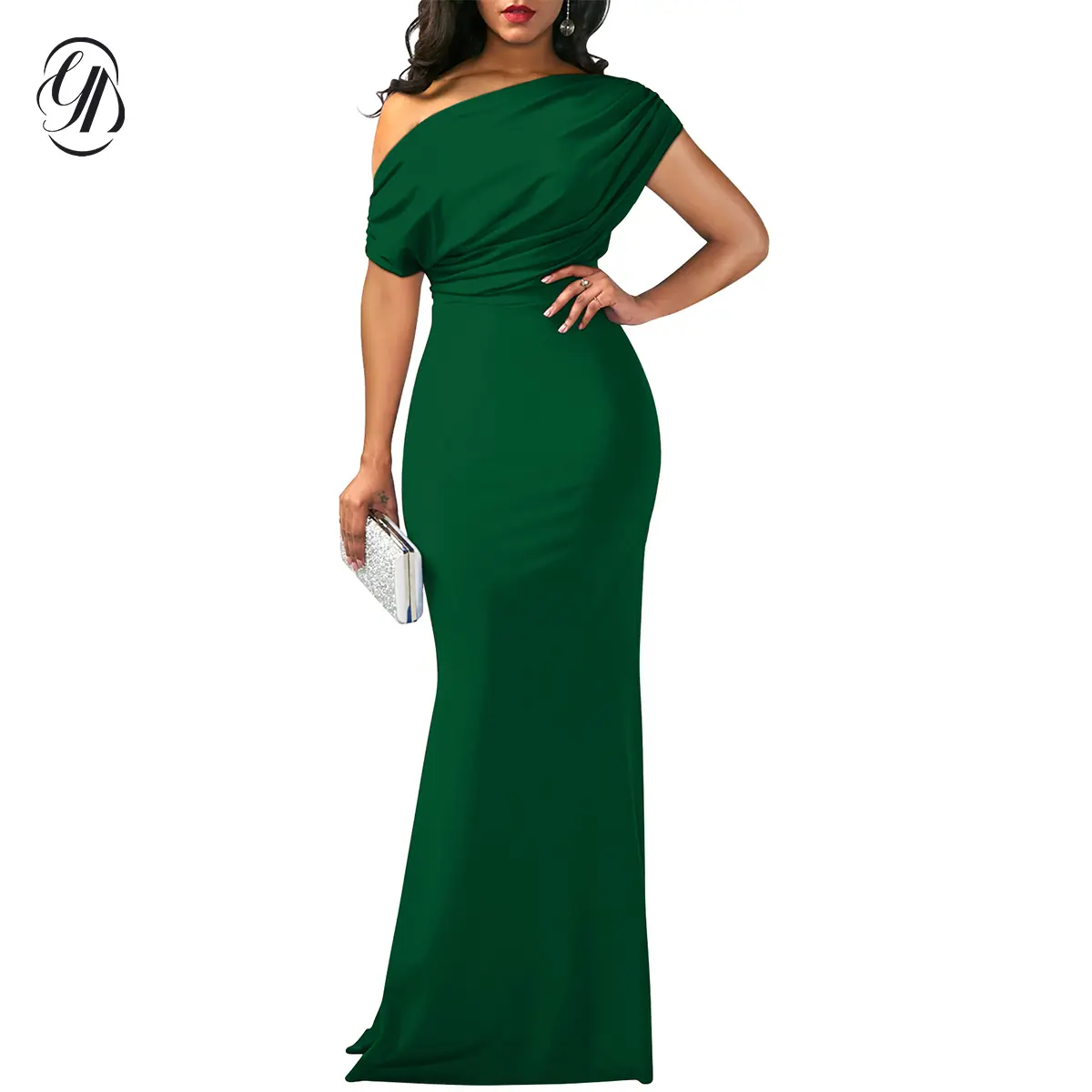 OYV Women's Elegant Sleeveless Off Shoulder Bodycon Long Formal Cocktail Party Evening Dress, Formal Wear, Dresses, Wedding Guest Dresses