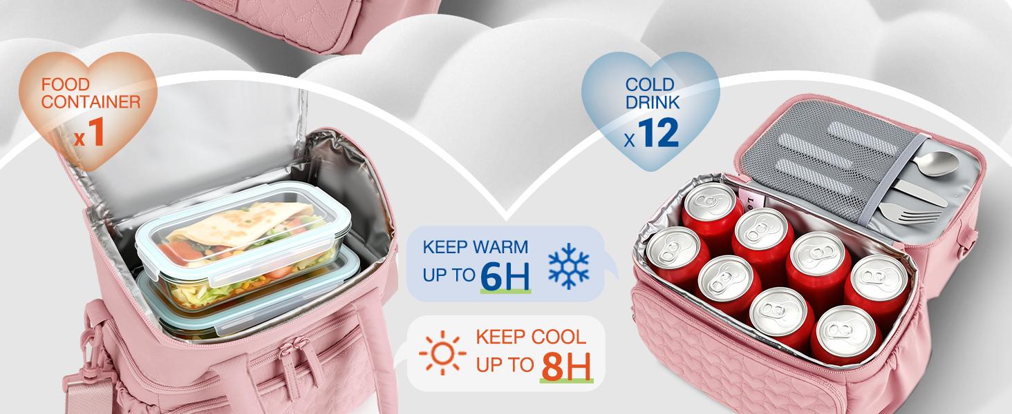 9L Lunch Bag - Double Deck Insulated, Quilted Puffer Tote, Leakproof, Durable & Reusable, Perfect for Work, Picnic, Travel & Meal Prep