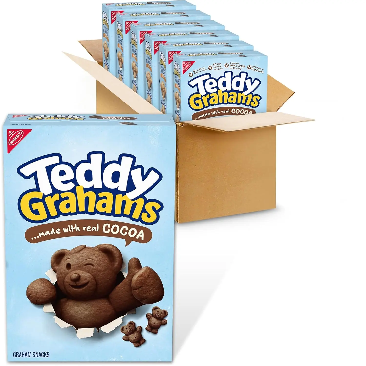 TEDDY GRAHAMS Chocolate Graham Snacks, Bulk Kids Snacks, 6 - 10 oz Boxes