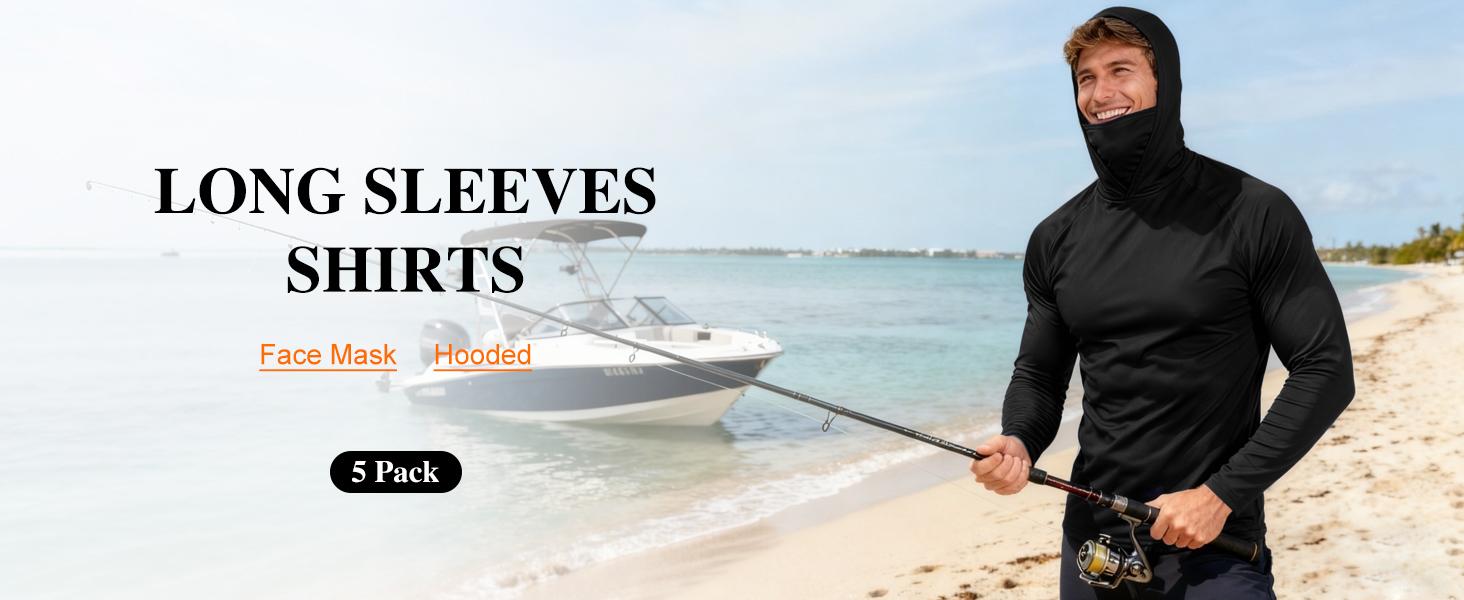 3  PACKS  Men's Athletic Hoodies Long Sleeve Fishing Shirts for Men Hooded   Set with Face Mask