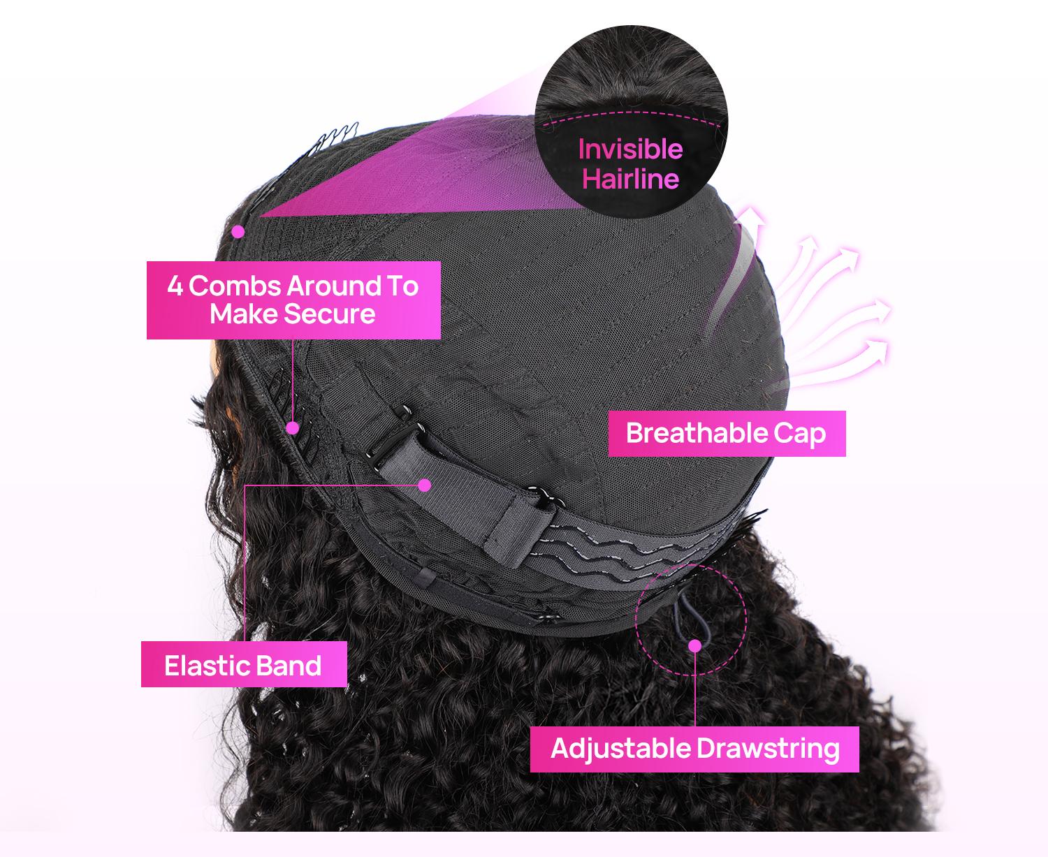 Vshow 3 in 1 Half Wigs Kinky Straight Human Hair Glueless Wigs 250% Density With Natural Hairline Easy Install Drawstring Half Wigs For Beginners Protective Style #springfresh