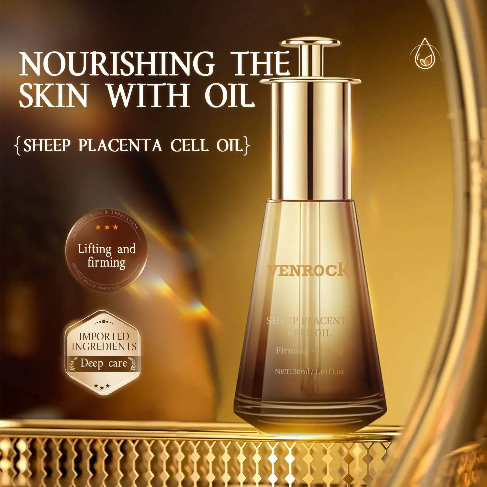 Sheep Placenta Cell Oil - Firming & Lifting Face Serum - Smooths Fine Lines & Hydrating - Non Greasy Quick Absorbing for All Skin Types 1.01 fl.oz