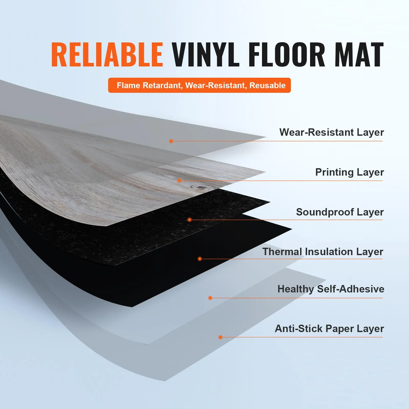 VEVOR Self-Adhesive Vinyl Floor Tiles, 36 Tiles Pack, 36x6 in, 0.62mm Thick Peel-Stick, Vintage Wood Grain Pattern, Water-Resistant, Flame-Retardant, Sunlight Res., Strong Adhesion, Easy Install DIY Flooring for Kitchens, Safe User-Friendly for DIY Users