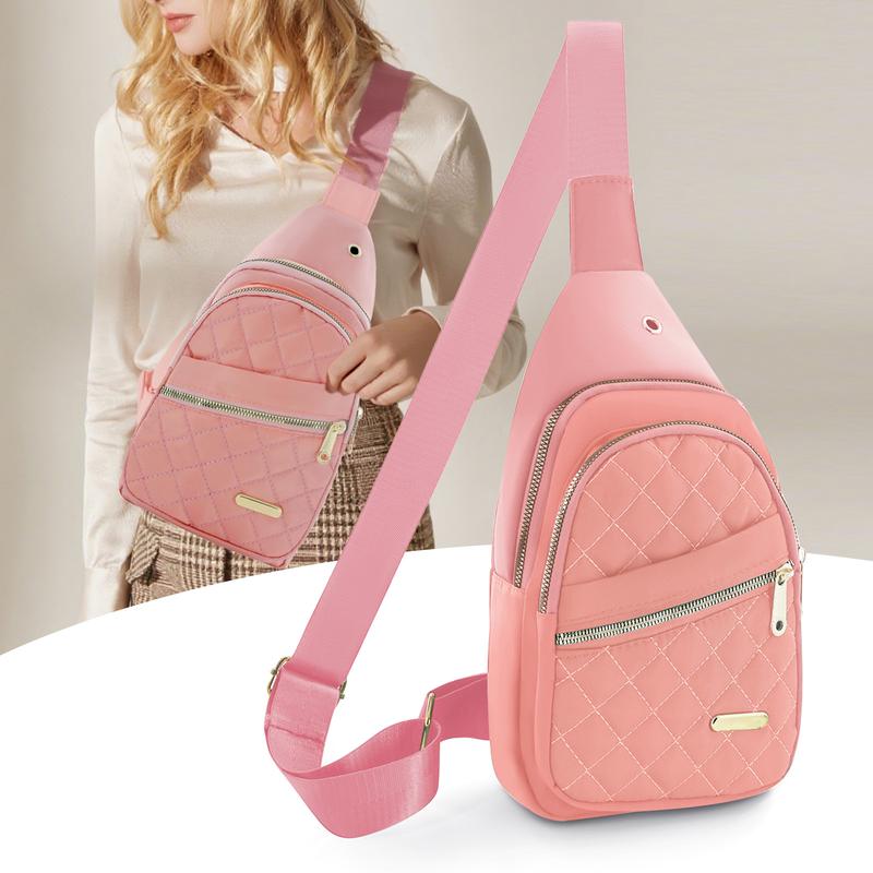 Solid Color Quilted Fanny Pack - Casual Zipper Chest Belt Bum Bag, Adjustable Sling Bag for Daily Use, Lightweight & Waterproof,Fashionable Large Capacity Sling Bag