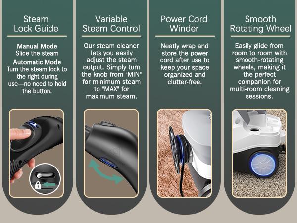 Phueut Steam Cleaner Replacement Brushes & Grout Brush & 2 Packs Steam Mop Pads for Multi-Surface Floor Cleaning Reusable Washable Machine Compatible Essential Cleaning Tools