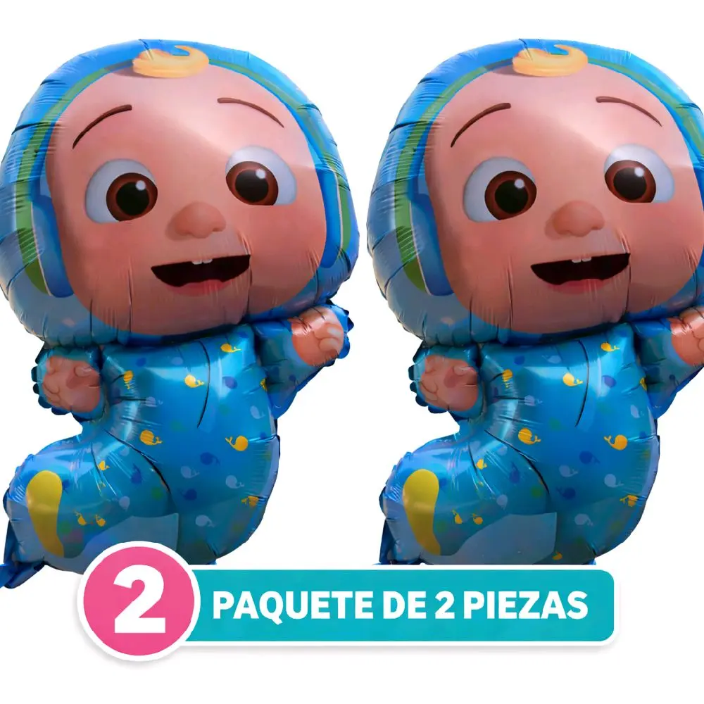2-Pack Cocomelon Cute Baby Cartoon Foil Balloons, Festive Balloon Decorations for Kids' Birthday Celebrations, Party Decorating Supplies