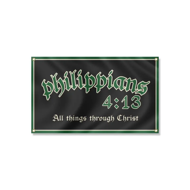 “Philippians 4:13" 3x5 ft Christian Indoor Flag with Button Corners for Bedroom Dorm Office Decor