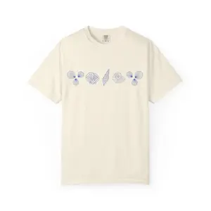Slightly Subtle Blue Seashell Line Art T-Shirt | Minimal Coastal Doodle Prints