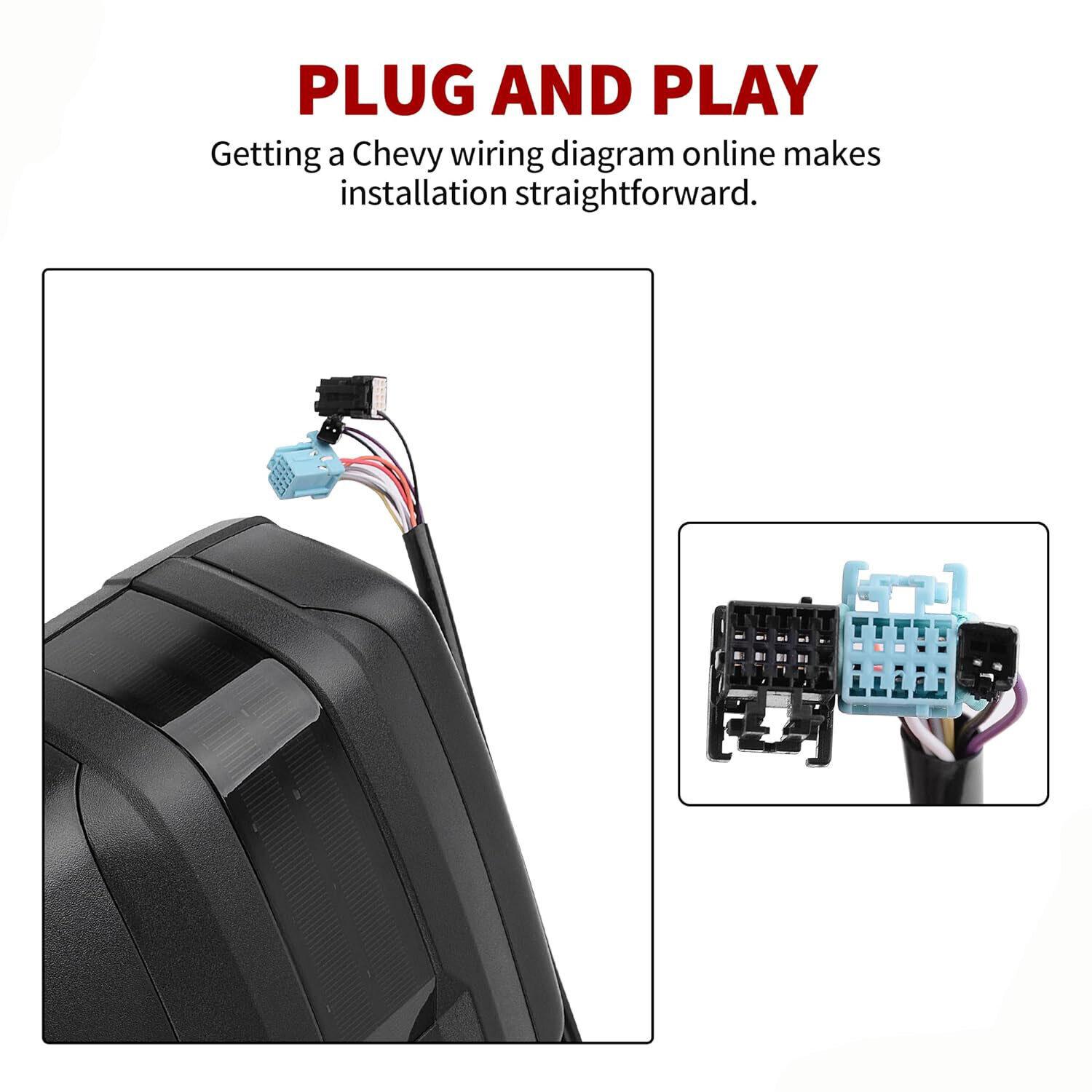 YITAMOTOR Towing Mirrors Compatible with Chevy Silverado Tahoe Suburban Avalanche GMC Sierra Yukon Cadillac Escalade 2003-2006 Power Heated LED Signal Lamp Clearance Light Black Pair Mirrors