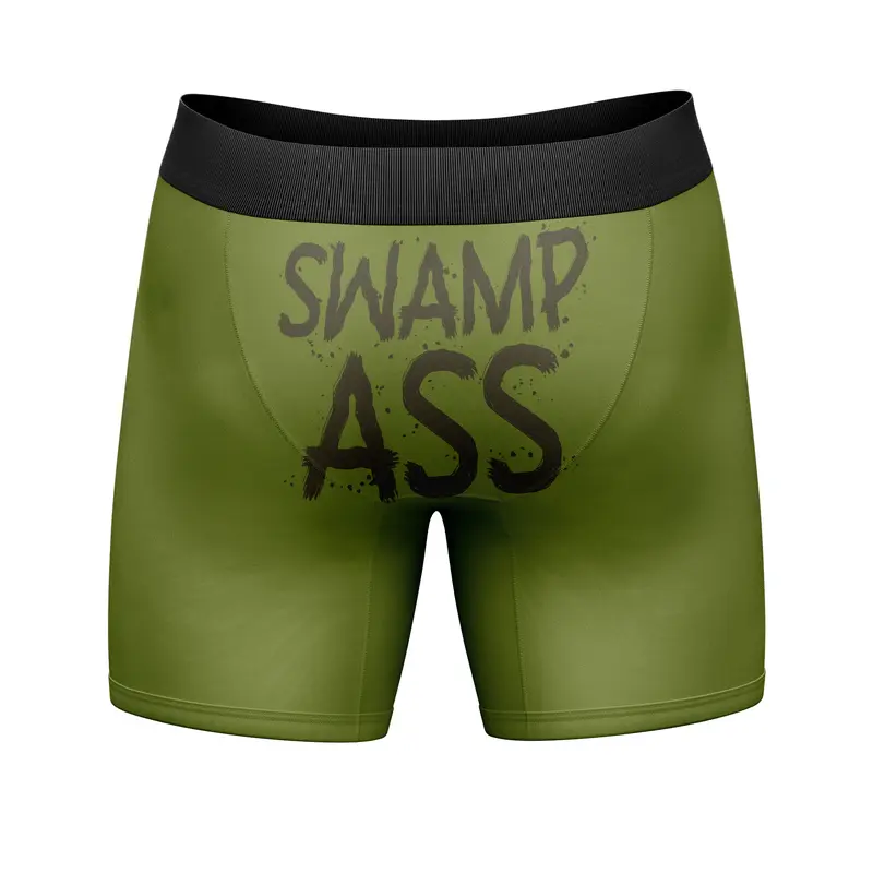 Mens Funny Boxers Swamp Ass Sarcastic Graphic Underwear for Men Funny Graphic Boxers Funny Adult Humor  Mens Novelty Boxer Briefs Green -