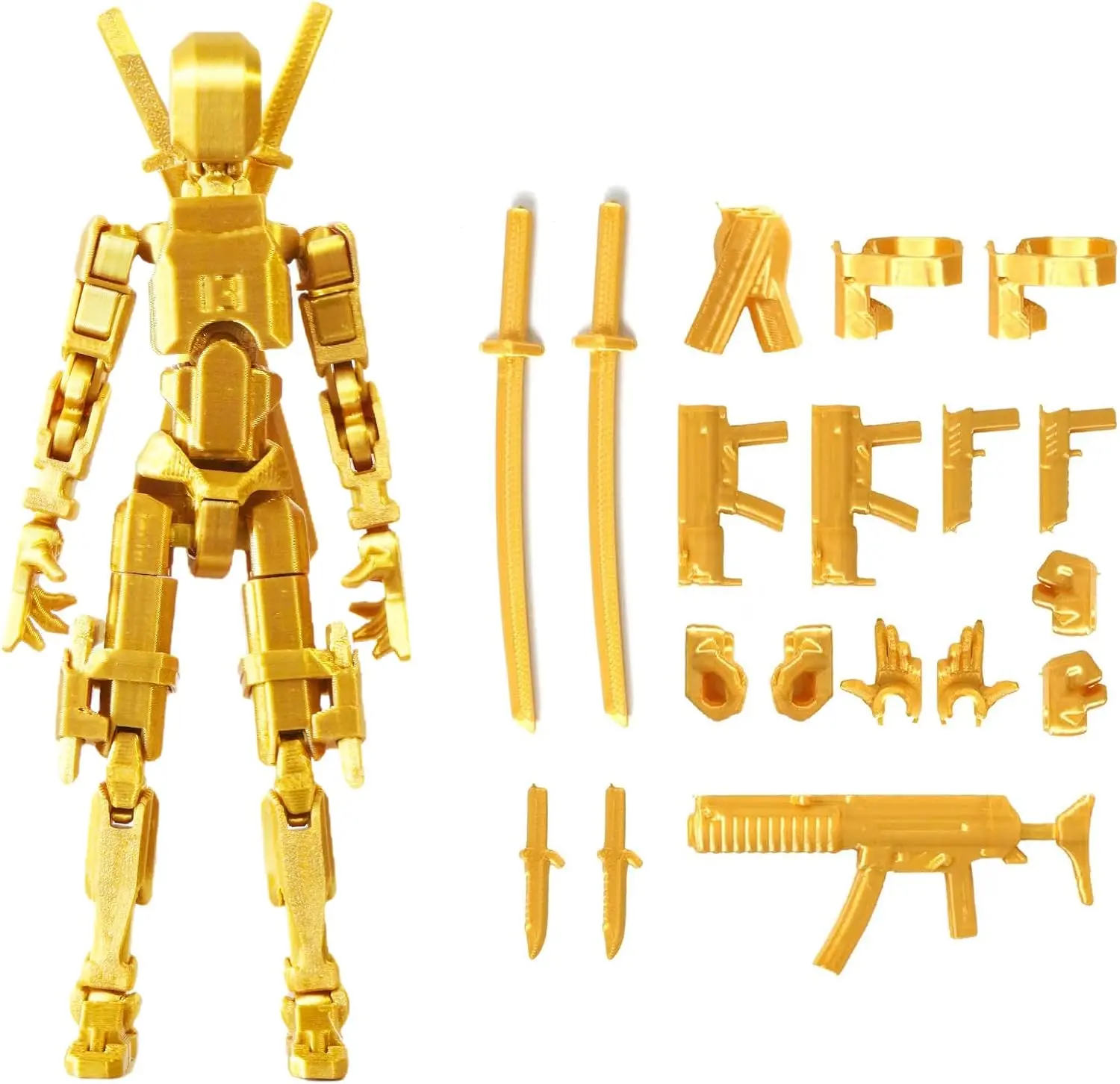Completed T13 Action Figure, Fully Assembled Titan-Style 3D Printed Articulated Figure, Lucky 13 Poseable Dummy Model, Desktop Collectible, Movable Robot Figure for Display & Drawing Reference