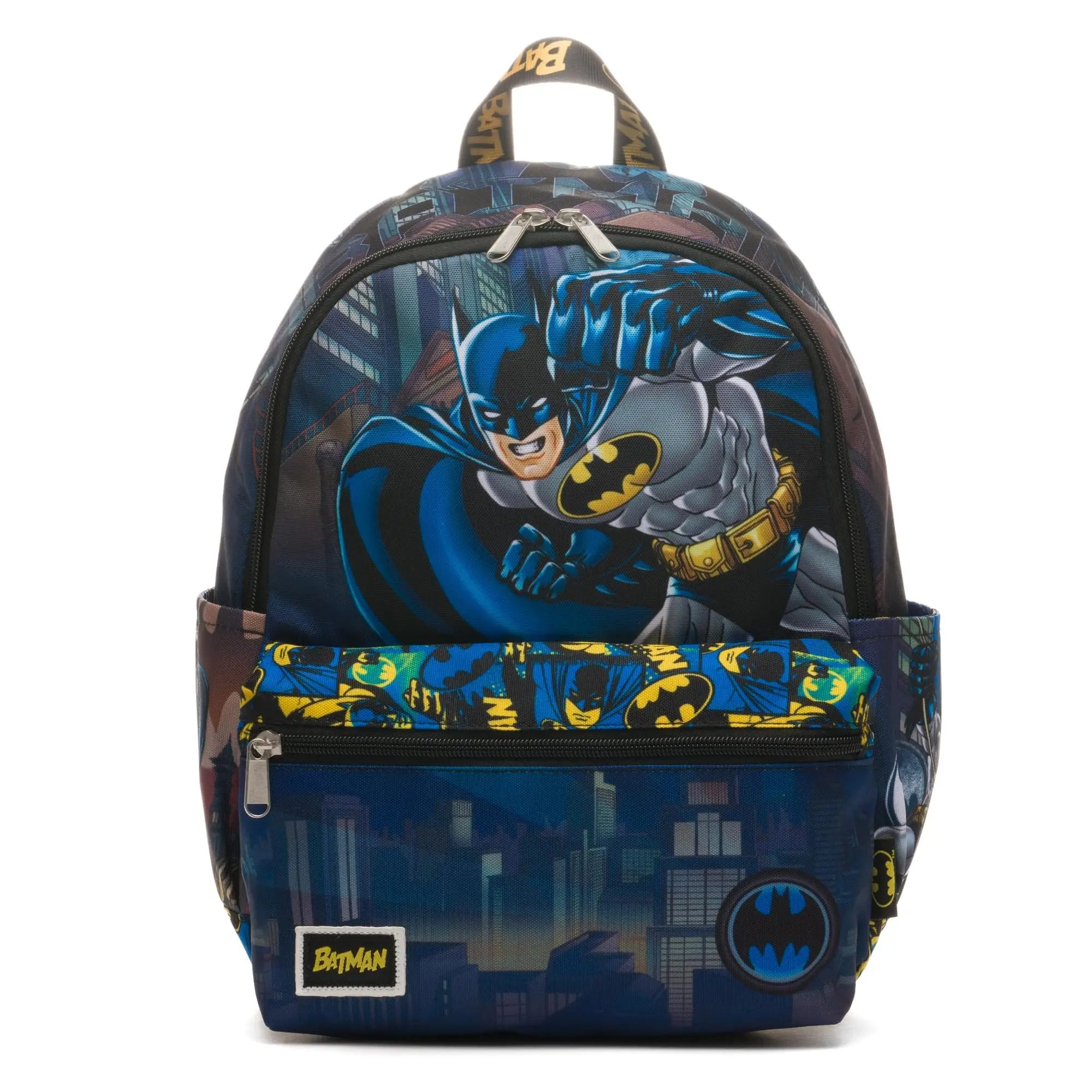 Wondapop Warner Bros Batman KaPow Fashion Durable Nylon Zipper Backpack - 13" Deluxe Functional Daypack for School, Fashion Durable Backpack, School Backpacks