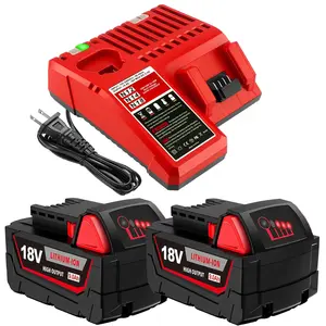2Pack 9.0Ah 18V battery and M12-18C Charger for Milwaukee M18 48-11-1840 48-11-1828 48-11-1820 48-11-1815 48-11-1850