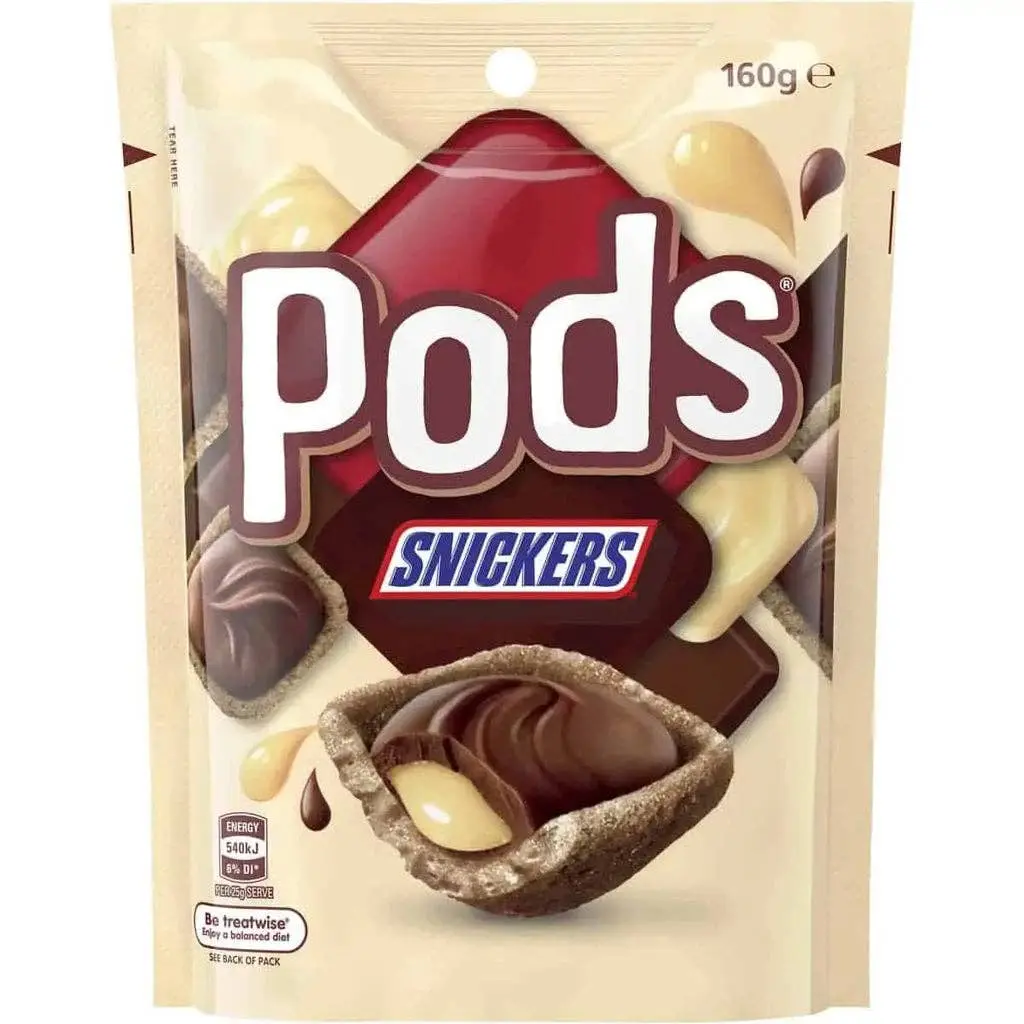 Australian Snickers Pods Dessert - Creamy Milk Chocolate, Peanutty Caramel Treat with Choco-Crunch, Contains Peanut, Ships with Icepack, Dispatched Mon-Thurs to Prevent Melting