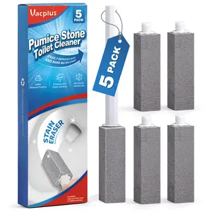 5 Pack Pumice Stone Toilet Cleaning Brush, Gray Pumice Toilet Bowl Cleaner for Removing Hard Water Rings, Limescale, Rust and Stubborn Stains, Heavy Duty Toilet Scrubber with Handle for Bathroom, Pool Tile, Grill and Sink Cleaning