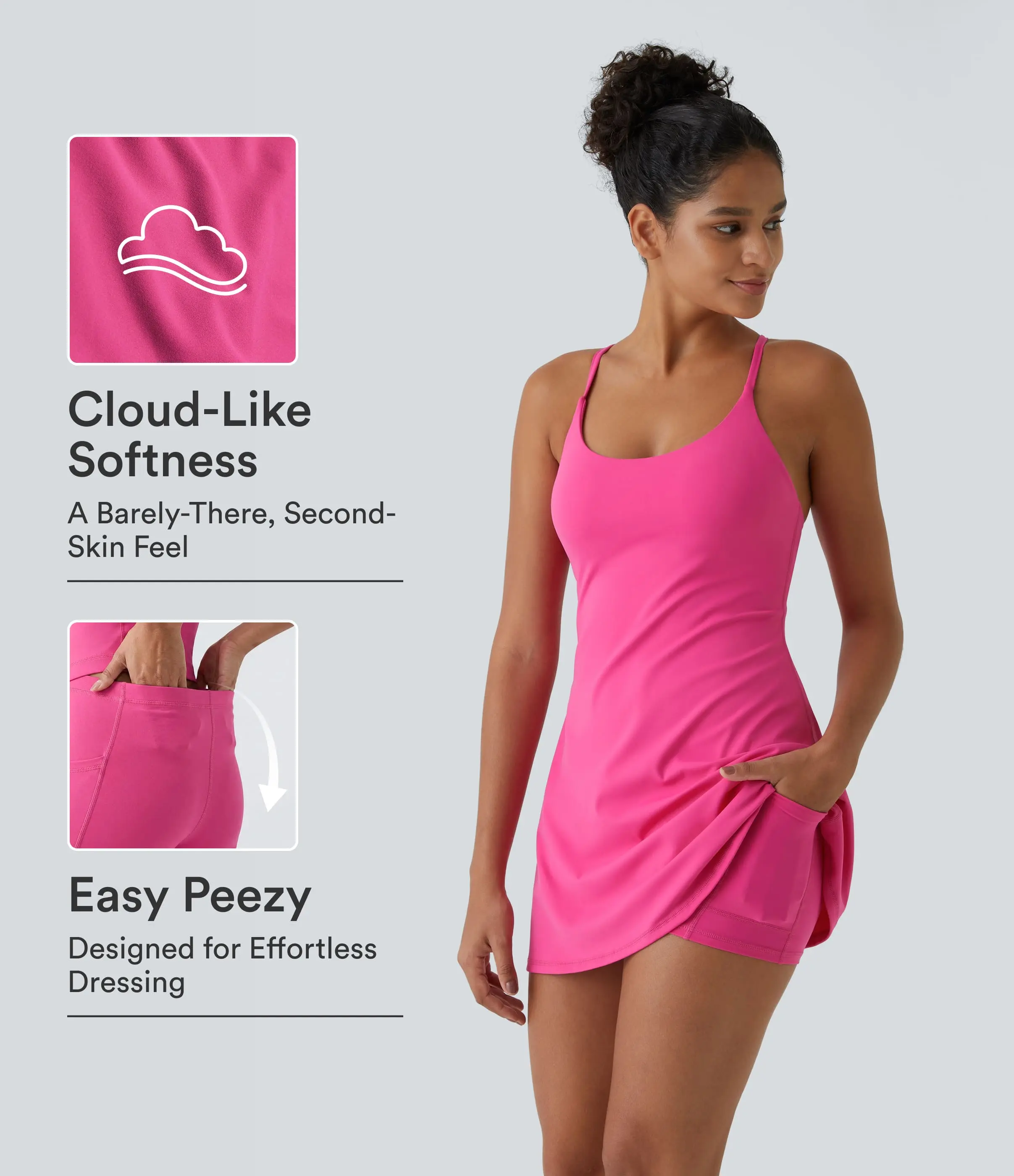 Halara Softlyzero Plush Backless Active Dress-Easy Peezy Edition, Flare Dance Dress