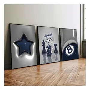Blue HypeBeast Decor, hypebeast men room decor, hypebeast poster, hypebeast toy chess Wall Art Unframed