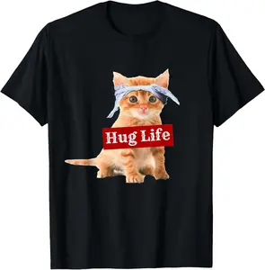 100% Cotton Hug life kitty cat thug gansta kitten kitty funny gangster T-Shirt