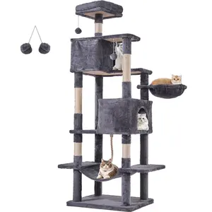 80" Large Grey Cat Tree Tower – Multi-Level with Scratching Posts, Cozy Platforms & Jumping Space, Ideal for Large Cats, Sturdy Cat Furniture