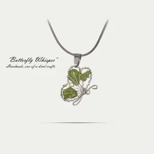 A | Butterfly Whisper | Handmade Wire-Wrapped Pendant | One-of-a-Kind, Nature-Inspired, Whimsical, Green Accents | Everyday Wear, Brunch, Date Night, Layering | Wearable Art, Unique Gift, Butterfly Jewelry, Handmade Nature Pendant |