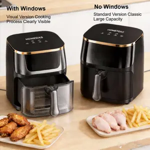 HOMEDAS Air Fryer, Visual/standard Versions,8QT Compact Airfryer for Quick & Easy Meals in Minutes, Features Hi-Fry Technology for Extra Crisp, Touchscreen Controls with 4 Presets,Gray
