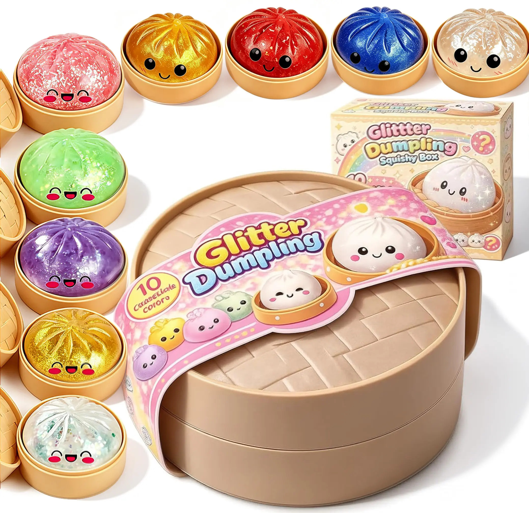 1/3/6/9pcs Dumpling Squishy Mystery Box, Cute Squishy Dumpling Toy, Soft Stretchy Squeeze Toy, Sensory Fidget Toys for Anxiety Relief, Perfect for Party Favors, Birthday Gifts & Desk Toys squishies