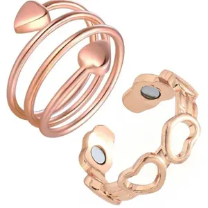 Virelyn B 2pcs Copper Ring for Women,99.99% Pure Copper Magnetic Rings,Gifts for Women Handmade Jewelry