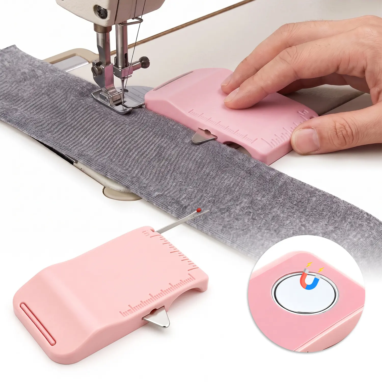 Magnetic Seam Guide for Sewing Machine, 4-in-1 Edge Guide with Built-in Seam Ripper & Ruler Scale, Sewing Machine Accessories Sewing Tools and Gadgets for Home DIY Craft Making, Ideal for Beginners