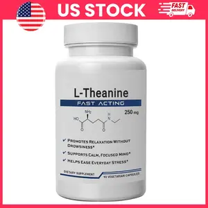 L-Theanine Capsules 250mg Amino Acid Supplement | Non-GMO L-Theanine Capsule Formula, High Absorption Vegan Capsules | Gluten Free Dietary Supplement for Adults, Premium Ingredient Capsule Bottle, 90 Veg Capsules | Brain Focus Supplements