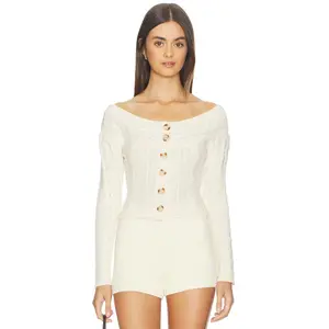 GUIZIO Cosette Off The Shoulder Sweater in Ivory