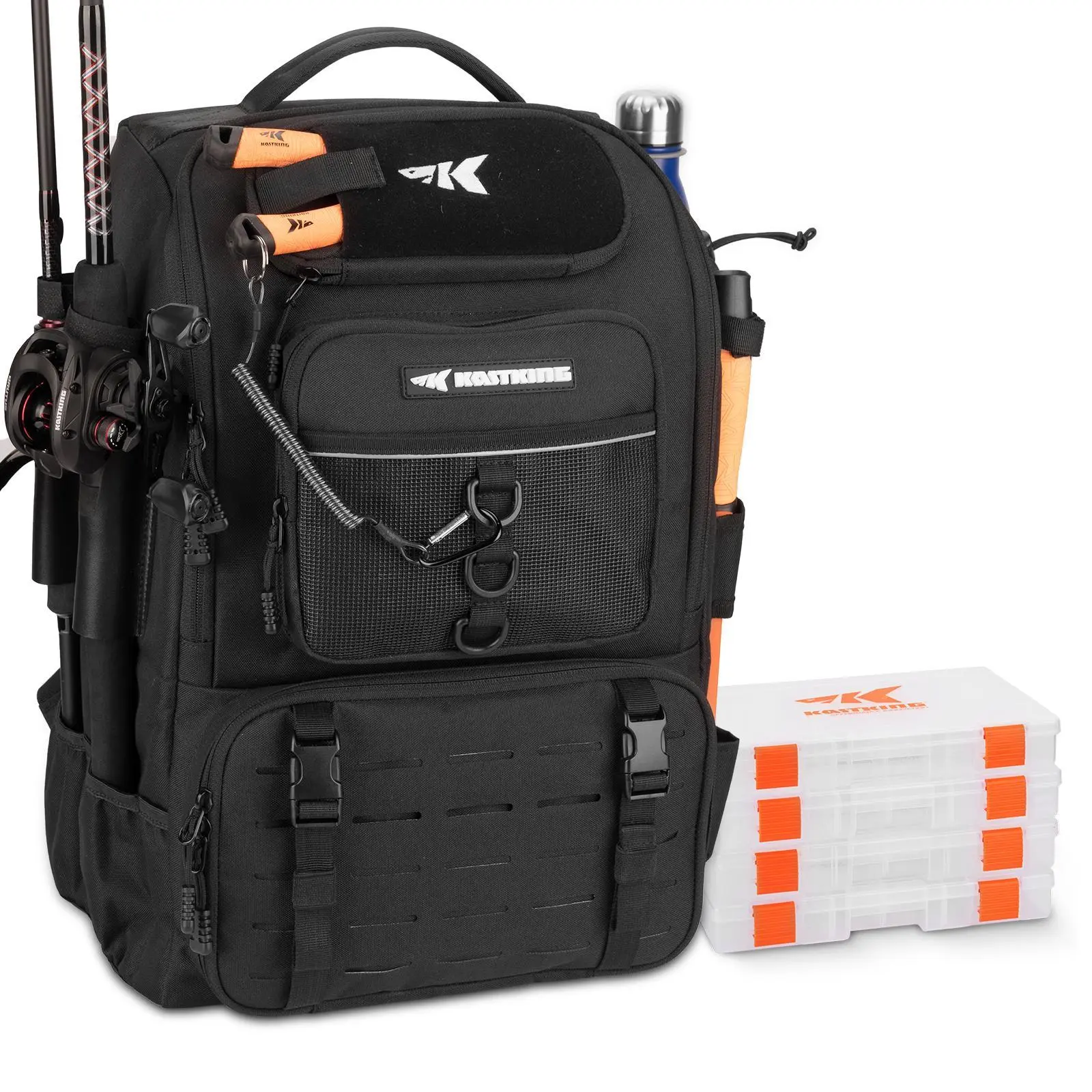 KastKing Karryall 40L Fishing Tackle Backpack with Rod Holders & 4 Tackle Boxes, Waterproof Fishing Gear Storage Bag for Camping, Hunting & Outdoor Activities,camping essentials