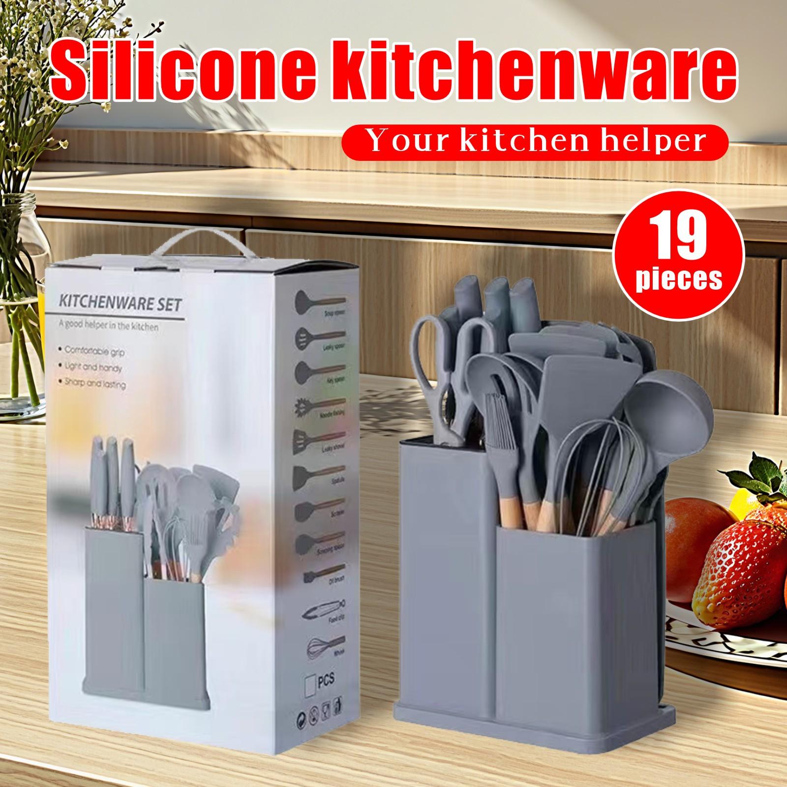 Kitchen Utensil Set - 19-Piece Dishwasher-Safe Silicone Cookware Set, High-Temperature Scratches, Kitchen Utensil Set for Nonstick Pans, Best Kitchen Tools with Stand Kitchen Utensil Set - 19-Piece Dishwasher-Safe Silicone Cookware Set, High-Temperature Scratches, Kitchen Utensil Set for Nonstick Pans, Best Kitchen Tools with Stand