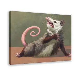 Opossum Funny Poster Canvas Wall Art, Animals Decor, Quirky Wall Decor, Opossum Humor Artwork for Animal Lovers, Funny Gift Idea for Home
