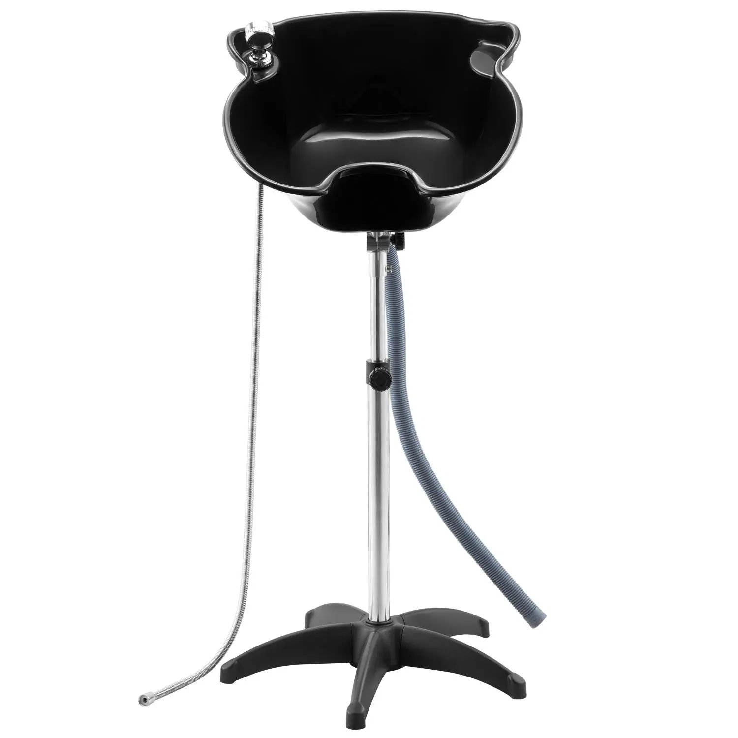 【SummerFinds】VEVOR Portable Shampoo Bowl, Deep Shampoo Sink with Adjustable Height & Angle, Includes Drain Hose, Shower Head, Lightweight Hair Wash Basin for Barber Salon Spa Center & Home Use, Black