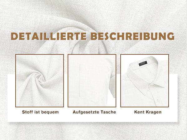 COOFANDY Men's Linen Shirts Casual Button Down Short Sleeve Summer Beach Dress Shirt Menswear Soft Classic Chino Plain Top Elegant Stylish