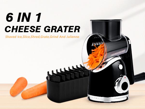 SUSTEAS New Rotary Food Cheese Grater with 6 Replaceable 18/10 Stainless Steel Blades Strong Suction Base Kitchen Utensils Vegetable Slicer For Ice Powerful Cutter SUSTEAS New Rotary Food Cheese Grater with 6 Replaceable 18/10 Stainless Steel Blades Strong Suction Base Kitchen Utensils Vegetable Slicer For Ice Powerful Cutter
