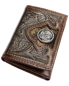 Cody James Men's Hair-On Floral Tooled Trifold Wallet - Bb2100770w3