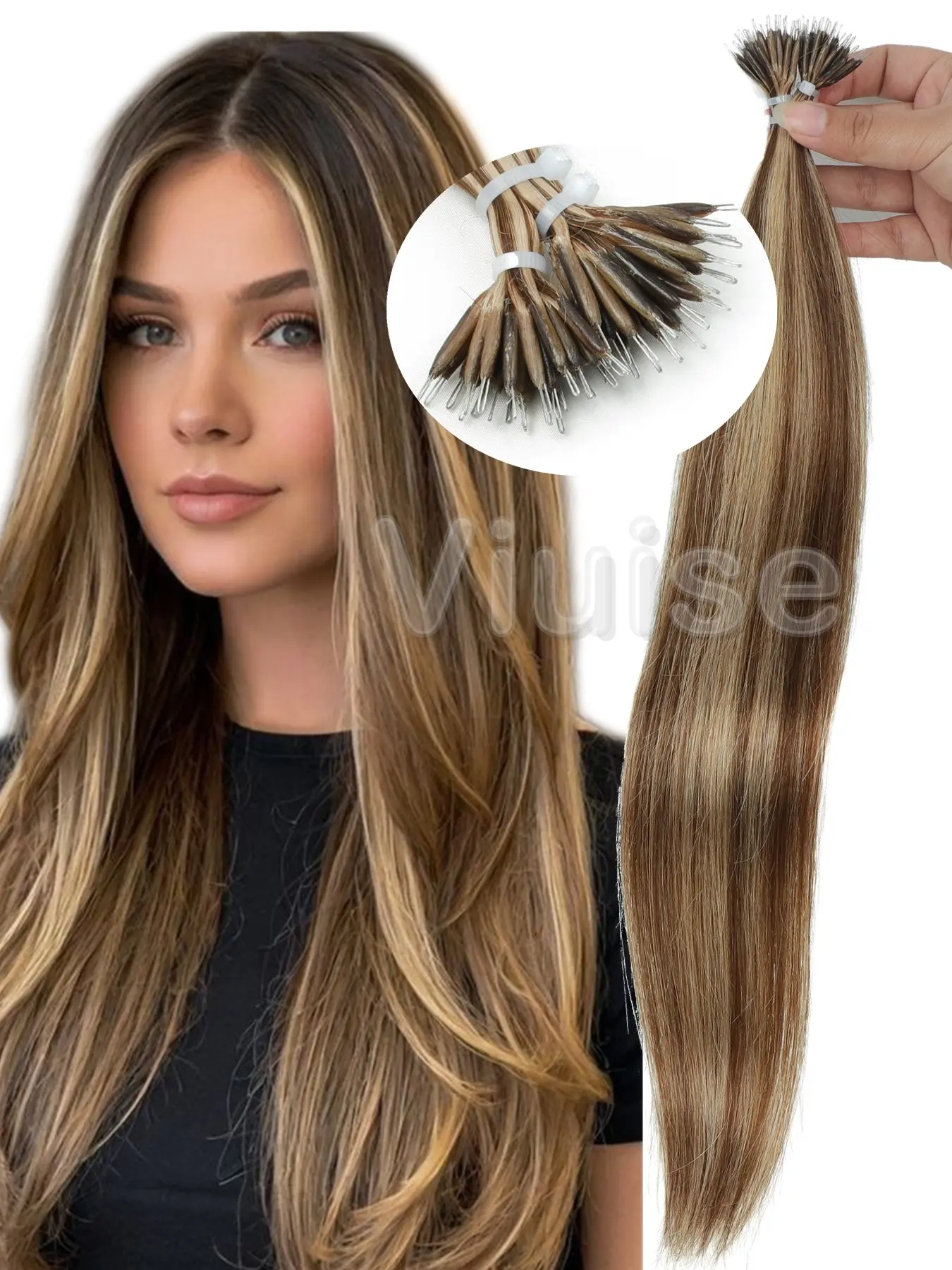 30G 50pcs Nano Beads, Microbead Extensions, Capsule Nano Ring Fusion Human Hair Extensions,Straight Natural Volume,Invisible,Glueless,Blonde,Brown,Brazilian Human Hair,12inch-22inch, Human Hair Weave, Natural Straight Realistic Hairpiece