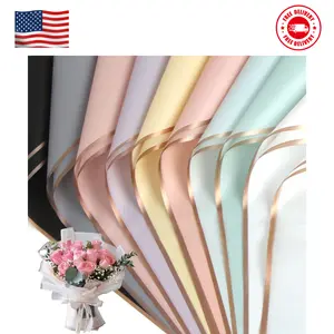 20 Sheets Gold Edge Flower Wrapping Paper, 10 Colors