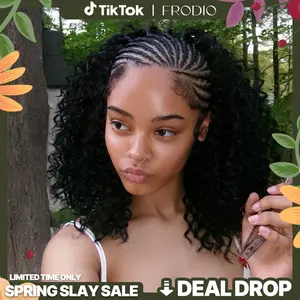 Frodio Veralux™ Fiber 13×6 Braided Cornrow Wig —Water Wave Lace Front Wig for Black Women Pre-Cut Lace Wig | Natural Look, Beginner Friendly
