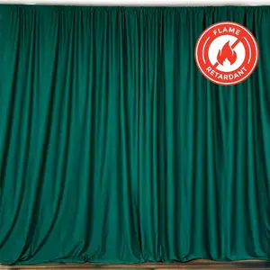 2 Pack 5ftx10ft Hunter Emerald Green Scuba Polyester Backdrop Drape Curtains, Durable Flame Resistant Event Divider Panels Wrinkle Free With Rod Pockets