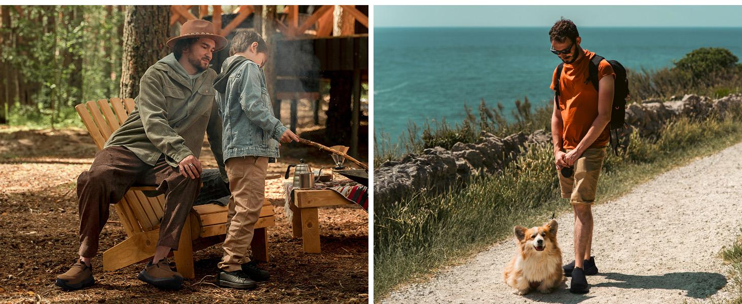 FitVille Men's Low-Top LugMax Outdoor Slip-On V3 with Classic Comfort Rubber, Closed Design, Anti-Smashing Features, Jet Black - Runner Walking Shoes Casual Sneakers Fathersdaygift SpringStatements