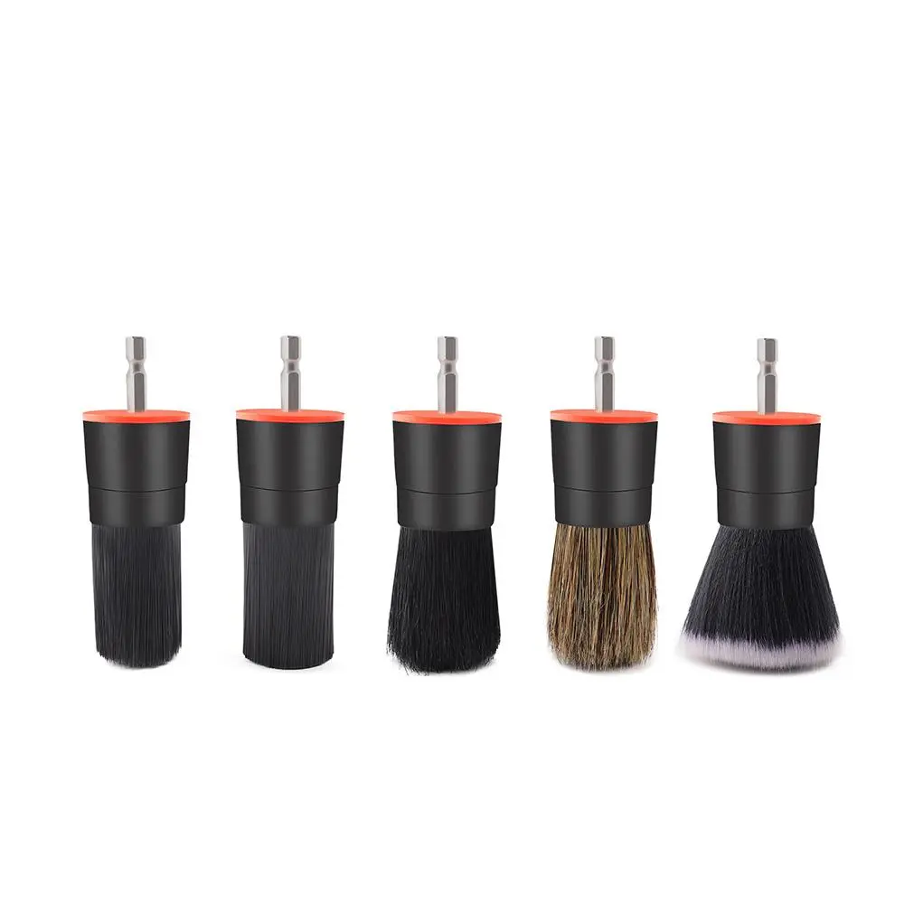 SPTA Drill Brush Attachment, 5 Pcs Mixed Hair Drill Brush Head Set, Auto Detail Drill Brush Set, Replacement Car Detail Brush for Cleaning Interior or Exterior, Used on Electric Drill, Electric Driver