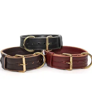 Bridgeport K9 Double Layer Agitation Collar – Premium Latigo Leather Collar for K-9 Training, Handling, and Sports