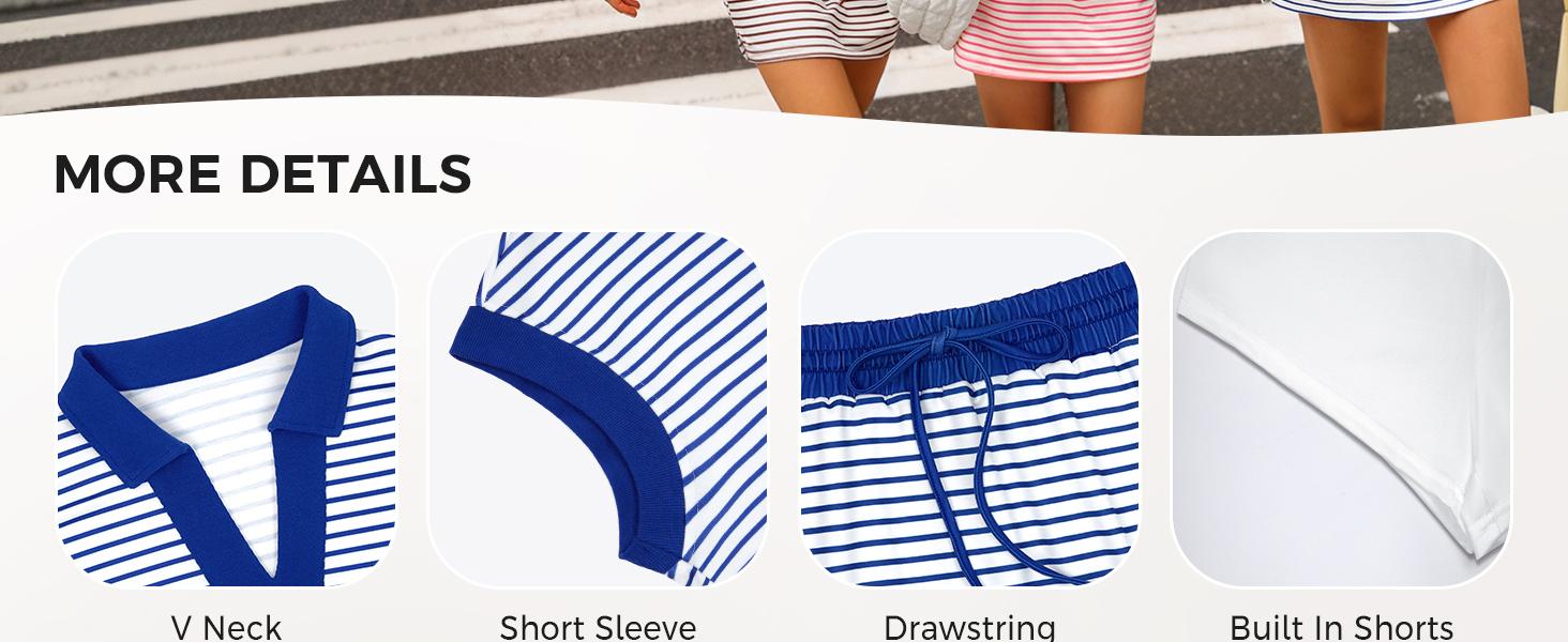Fisoew Striped 2 Piece Outfits Casual Sweatshirt Skirt Set Long Sleeve Skort Workout Set Matching Lounge Sets Women's Matching Sets Women #Springtok #TikTokShopHolidayHaul #TikTokShopJumpstartSale Fabrics Elastic two piece set Elegance Shorts