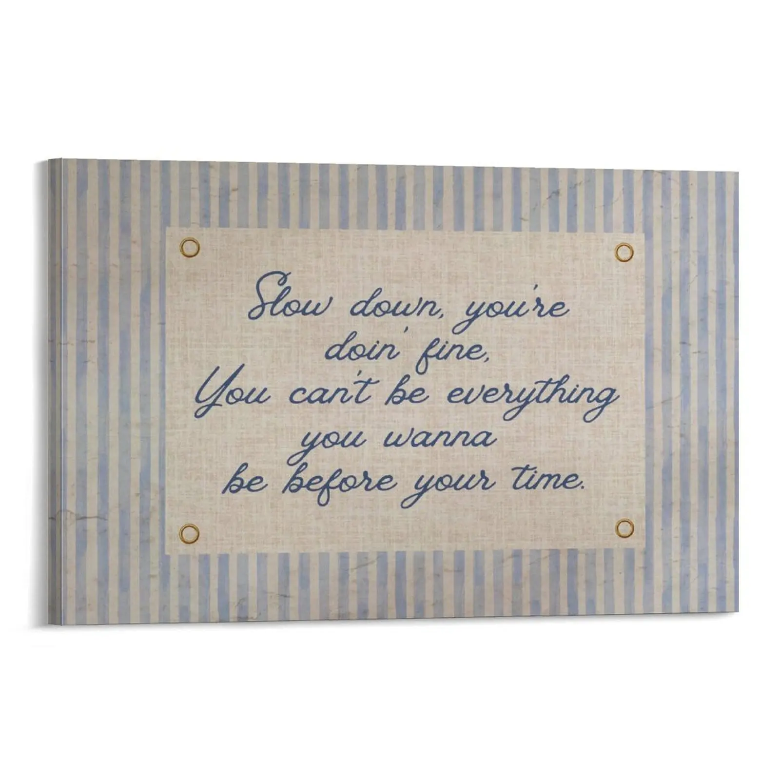 Slow Down Your Doing Fine Poster Uplifting Quote Art Print Billy Joel Lyric Poster Daily Reminder Art Navy Blue Typography Vintage