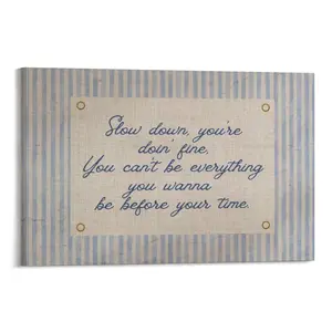 Slow Down Your Doing Fine Poster Uplifting Quote Art Print Billy Joel Lyric Poster Daily Reminder Art Navy Blue Typography Vintage