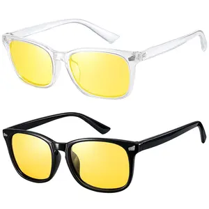 Night Vision Glasses Anti-Glare Polarized Yellow Lenses, Durable & Lightweight Retro Sunglasses for Night Driving, Fishing