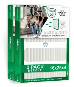 ECO POWER 16x25x4 MERV 11 Pleated HVAC Air Filter (PACK OF 2) – High Efficiency Furnace & AC Filter for Dust, Pollen & Pet Dander (Actual Size 15.75 x 24.75 x 3.75)